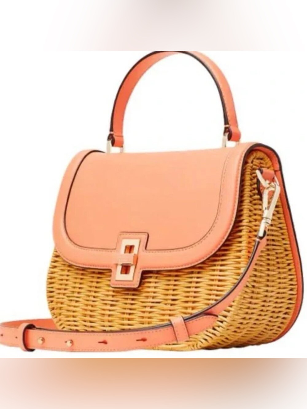 NWOT- Kate Spade Peach Woven Top-Handle Satchel